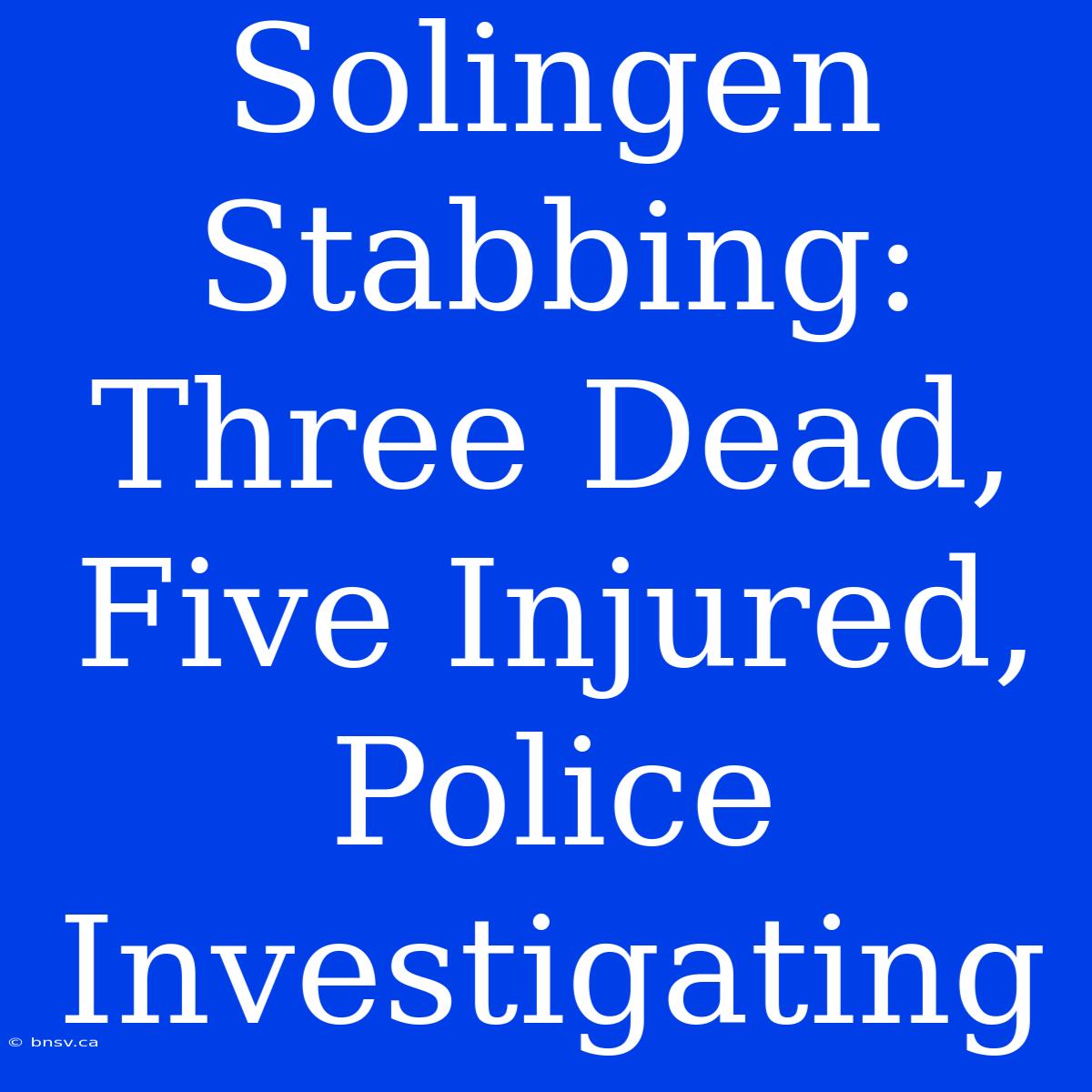 Solingen Stabbing: Three Dead, Five Injured, Police Investigating