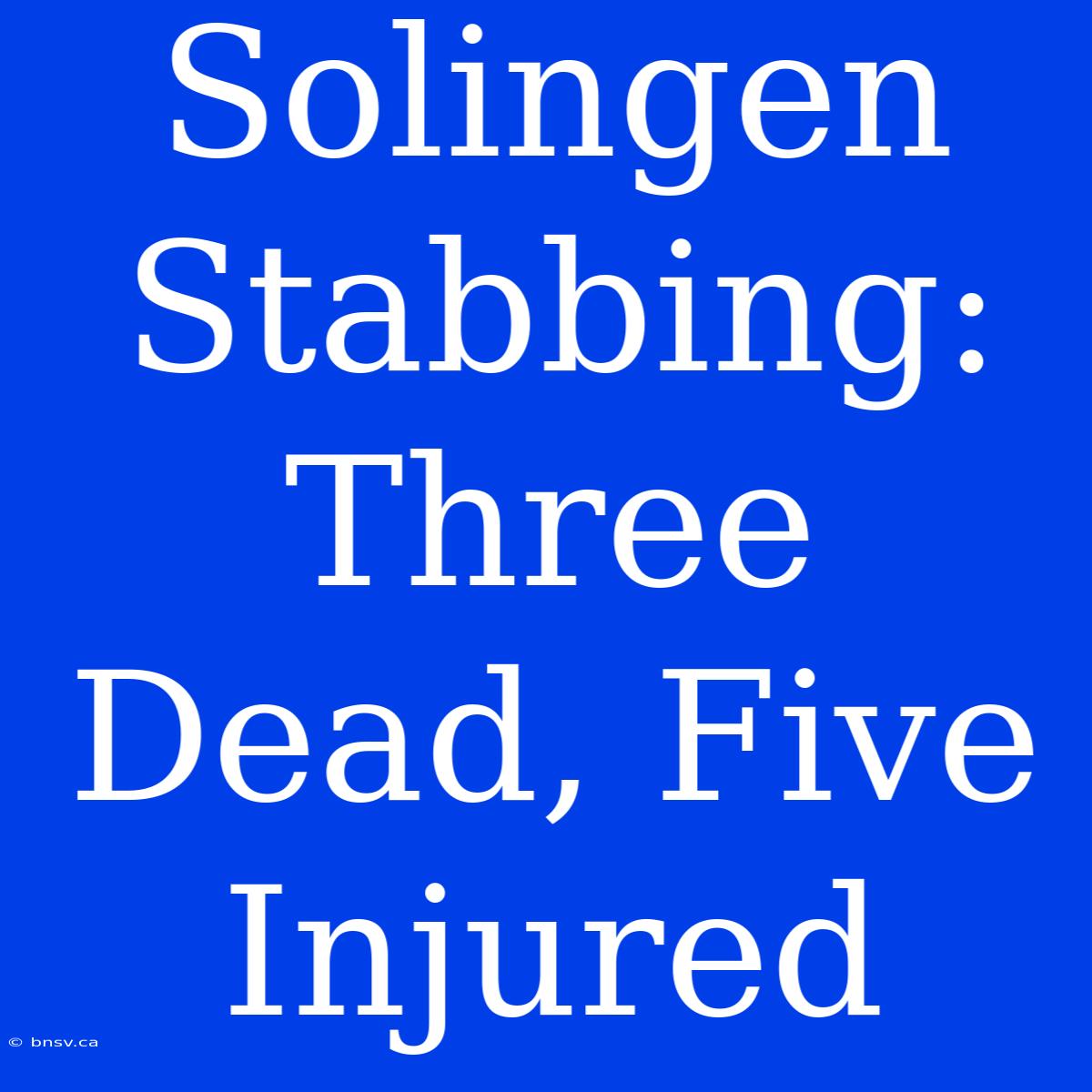 Solingen Stabbing: Three Dead, Five Injured