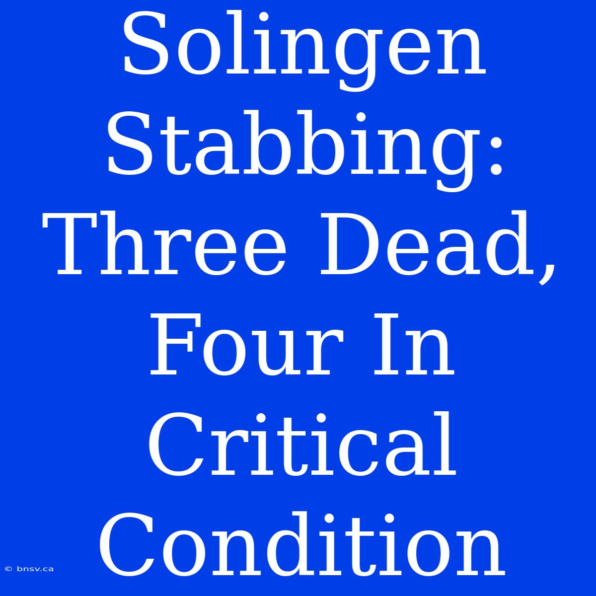 Solingen Stabbing: Three Dead, Four In Critical Condition