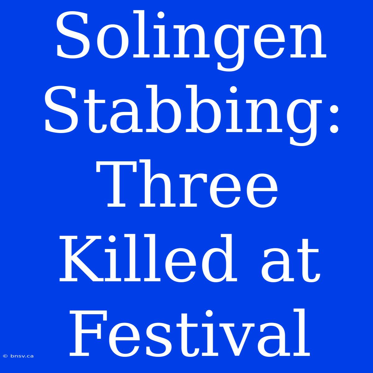 Solingen Stabbing: Three Killed At Festival