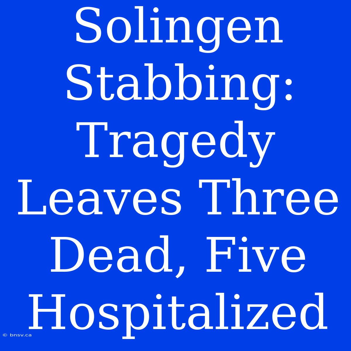 Solingen Stabbing: Tragedy Leaves Three Dead, Five Hospitalized