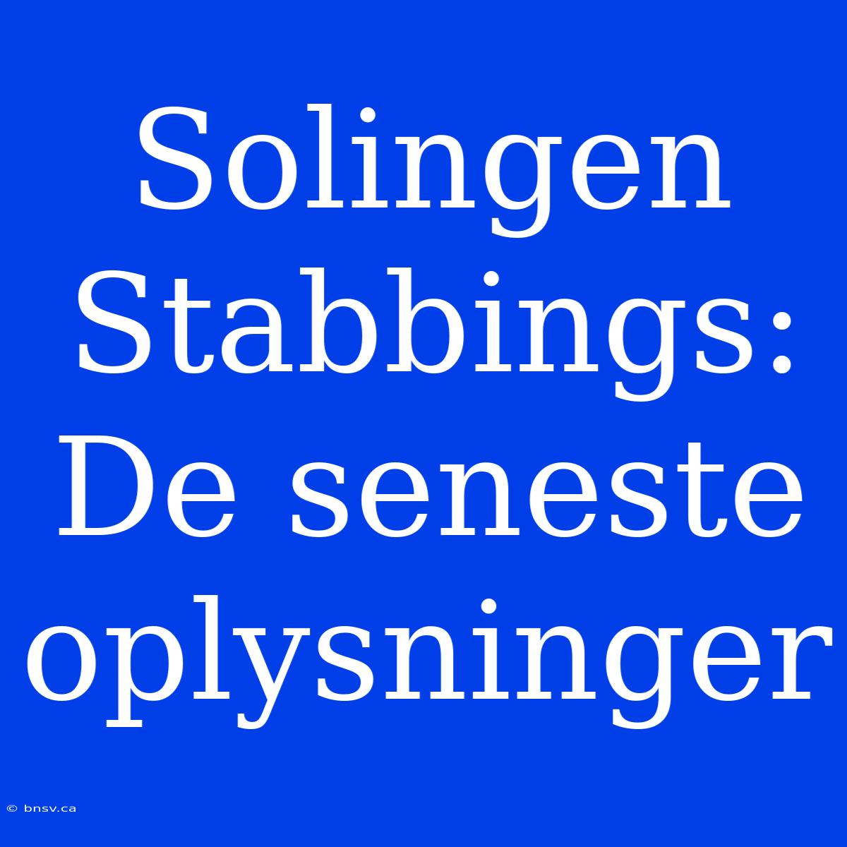 Solingen Stabbings: De Seneste Oplysninger