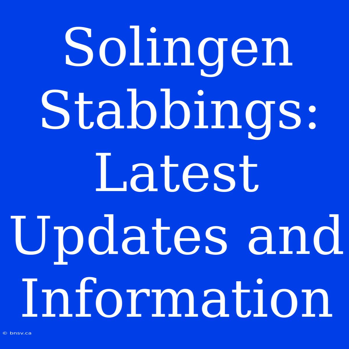 Solingen Stabbings: Latest Updates And Information