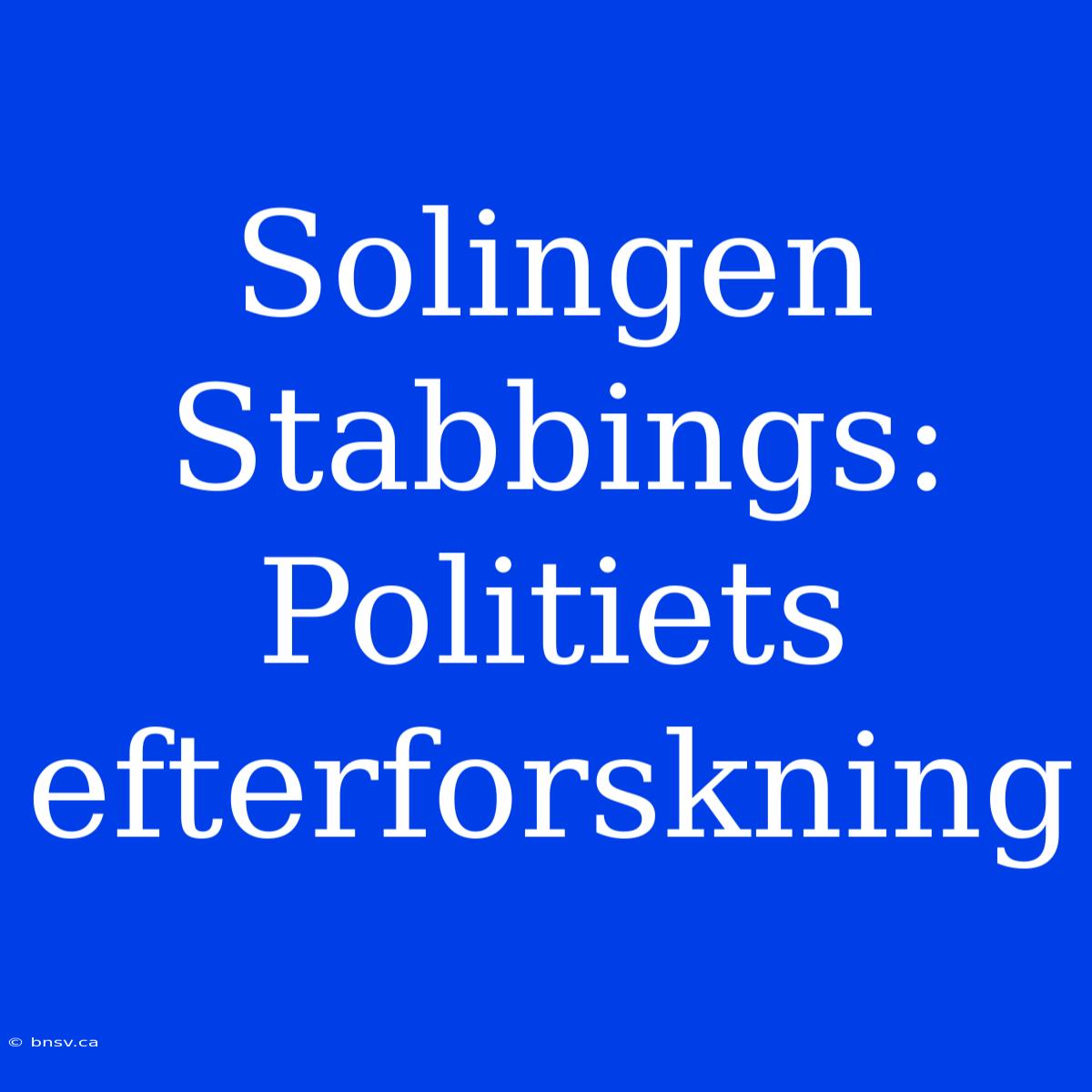 Solingen Stabbings: Politiets Efterforskning