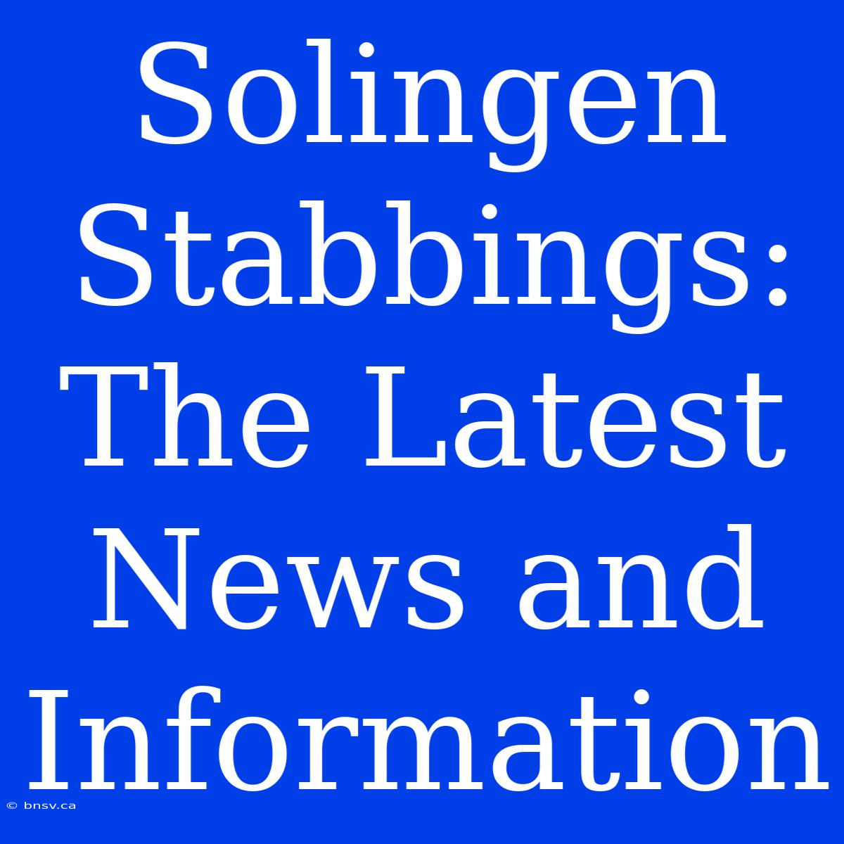 Solingen Stabbings: The Latest News And Information