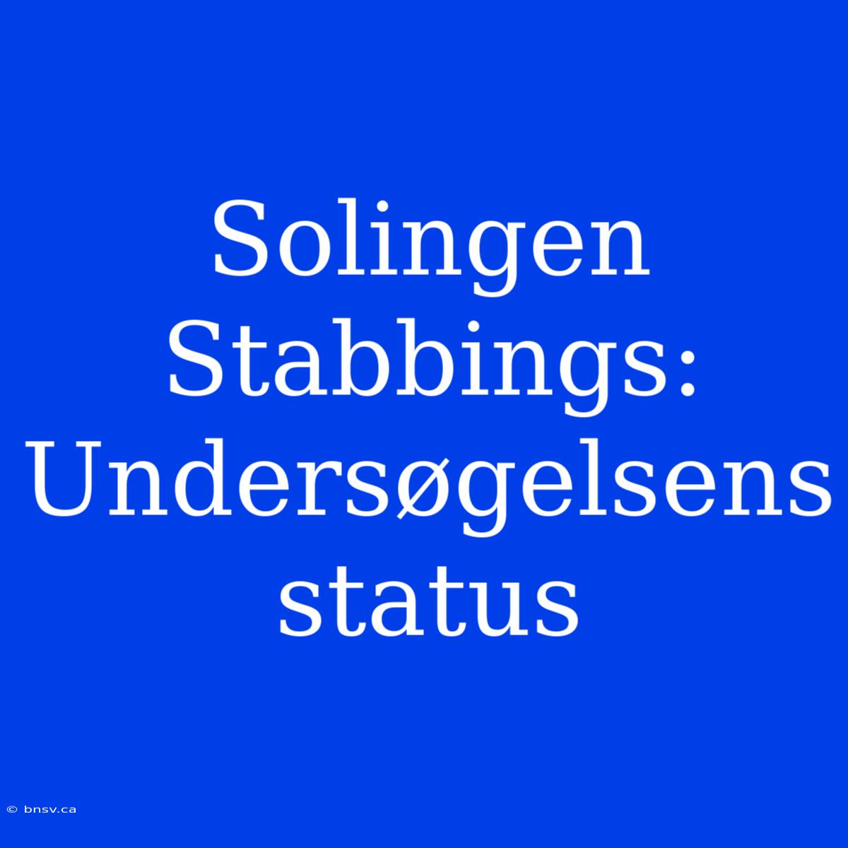 Solingen Stabbings: Undersøgelsens Status