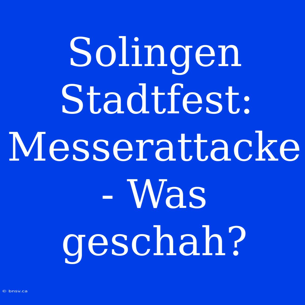 Solingen Stadtfest: Messerattacke - Was Geschah?