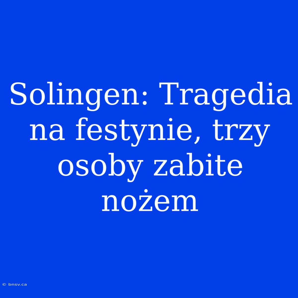 Solingen: Tragedia Na Festynie, Trzy Osoby Zabite Nożem