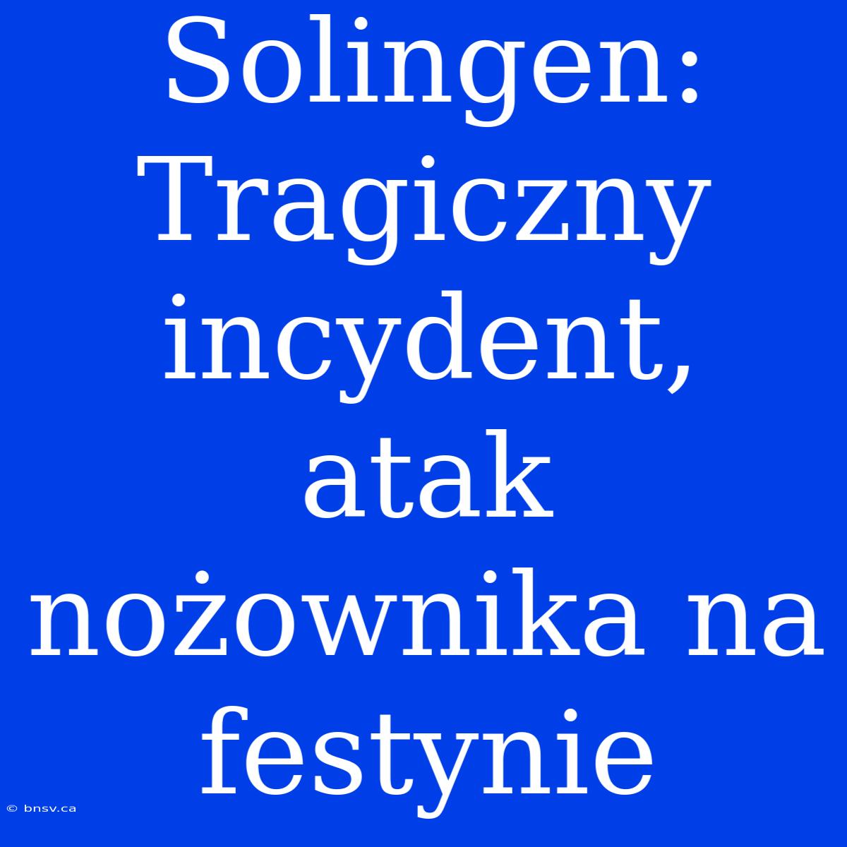 Solingen: Tragiczny Incydent, Atak Nożownika Na Festynie