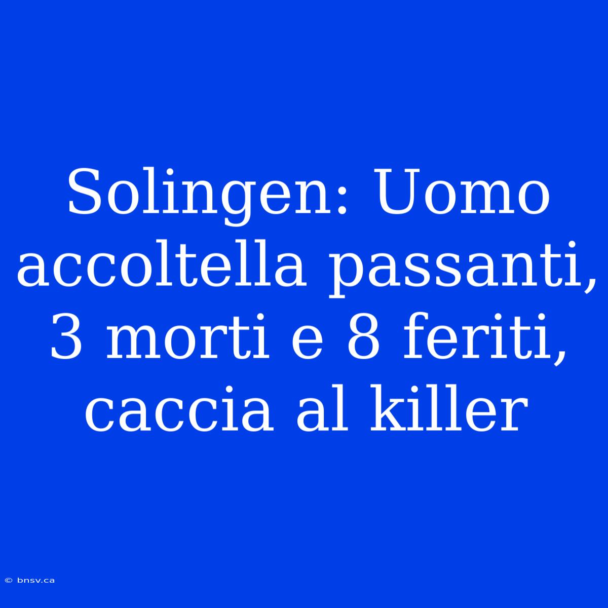 Solingen: Uomo Accoltella Passanti, 3 Morti E 8 Feriti, Caccia Al Killer