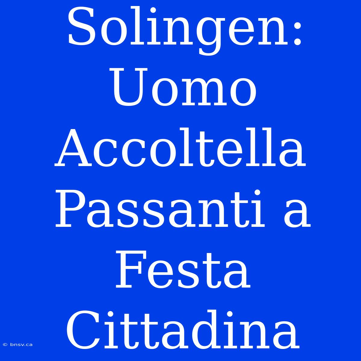 Solingen: Uomo Accoltella Passanti A Festa Cittadina