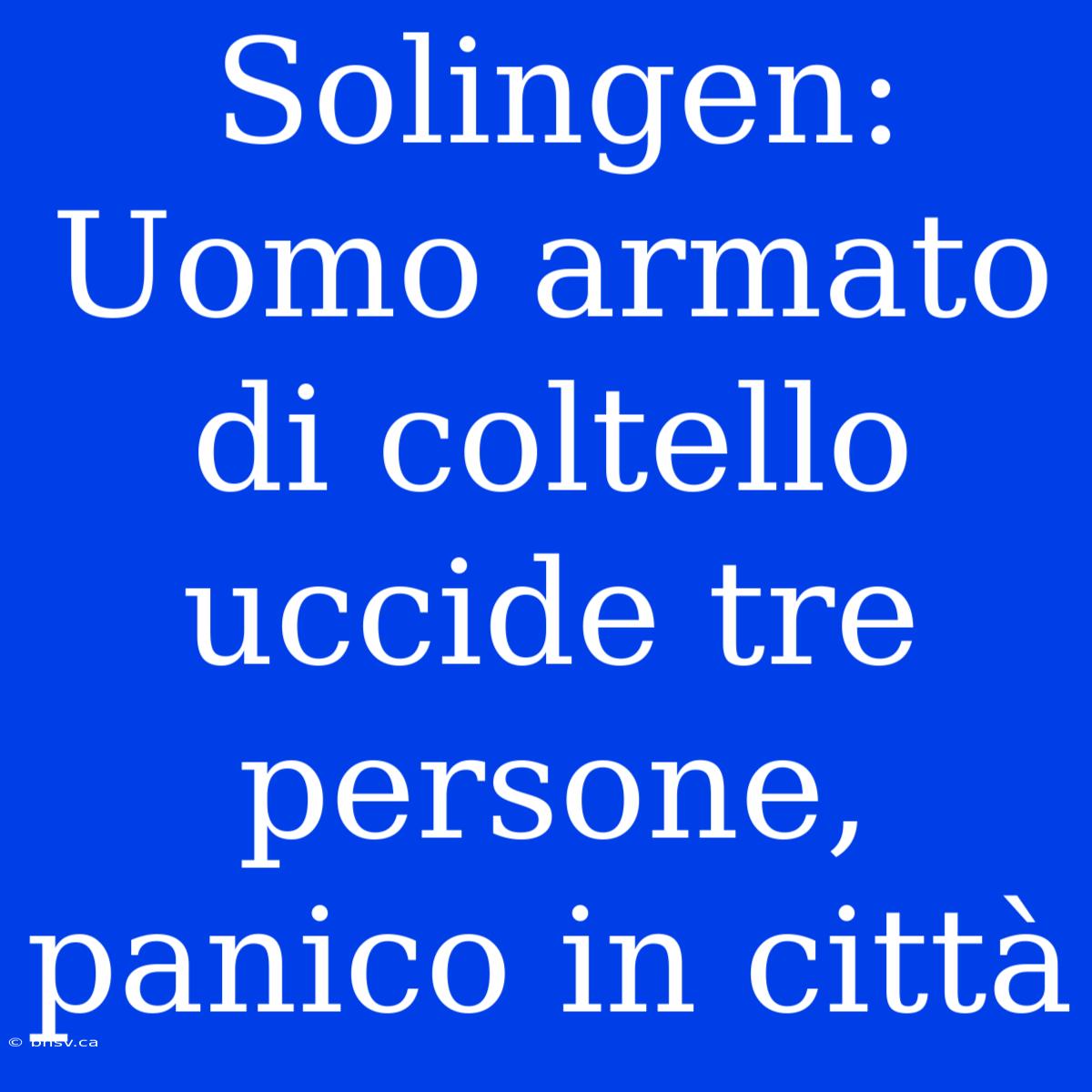 Solingen: Uomo Armato Di Coltello Uccide Tre Persone, Panico In Città