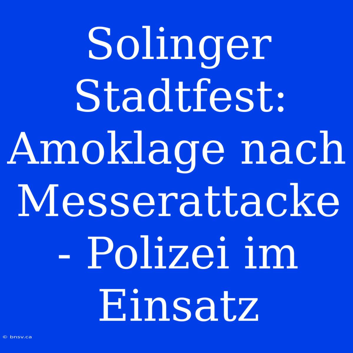 Solinger Stadtfest: Amoklage Nach Messerattacke - Polizei Im Einsatz