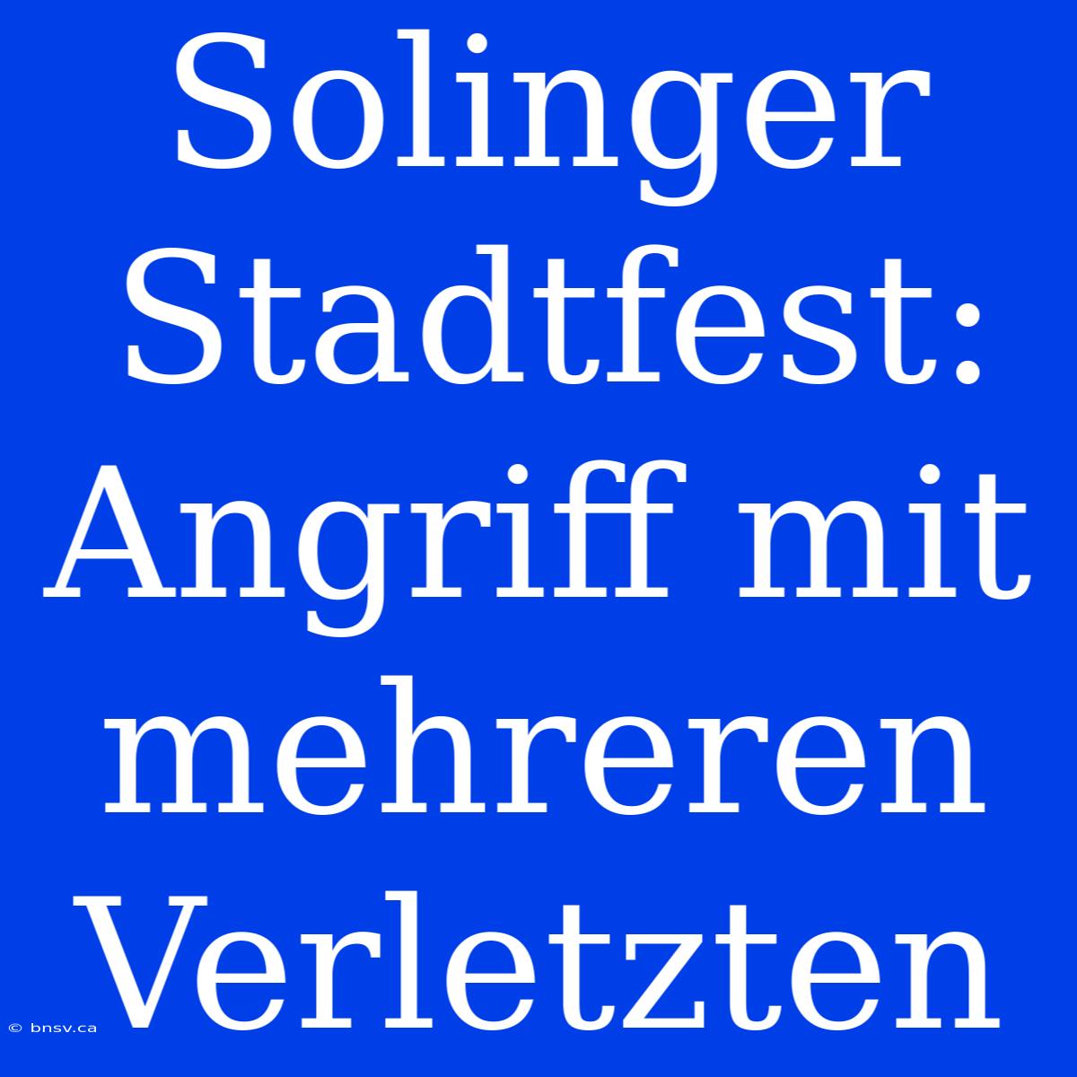 Solinger Stadtfest: Angriff Mit Mehreren Verletzten