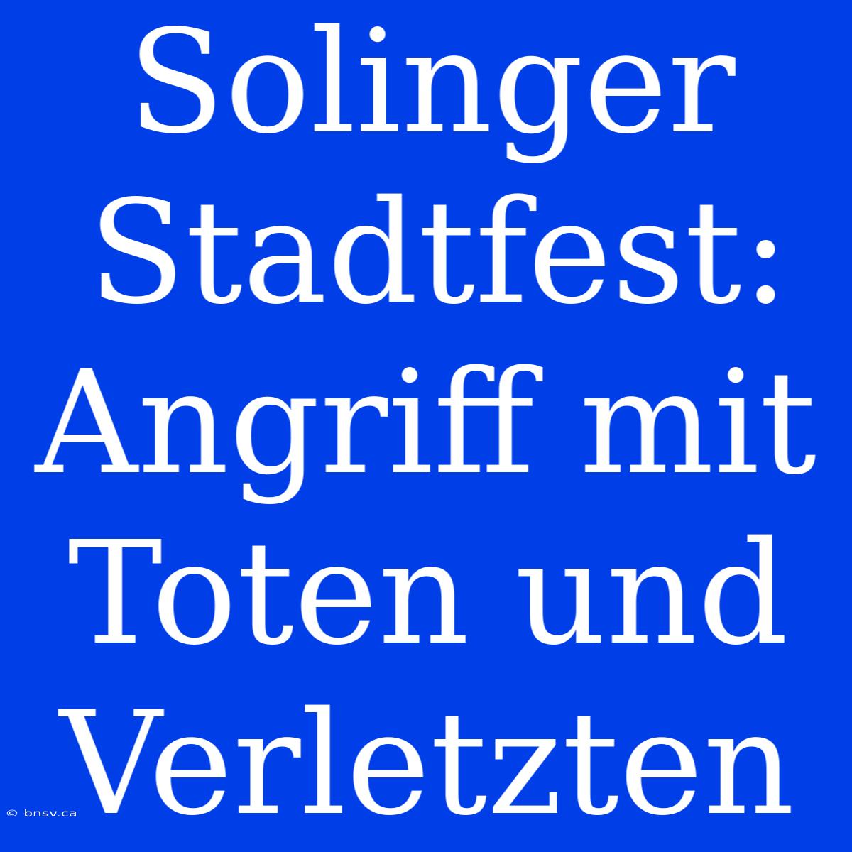 Solinger Stadtfest: Angriff Mit Toten Und Verletzten