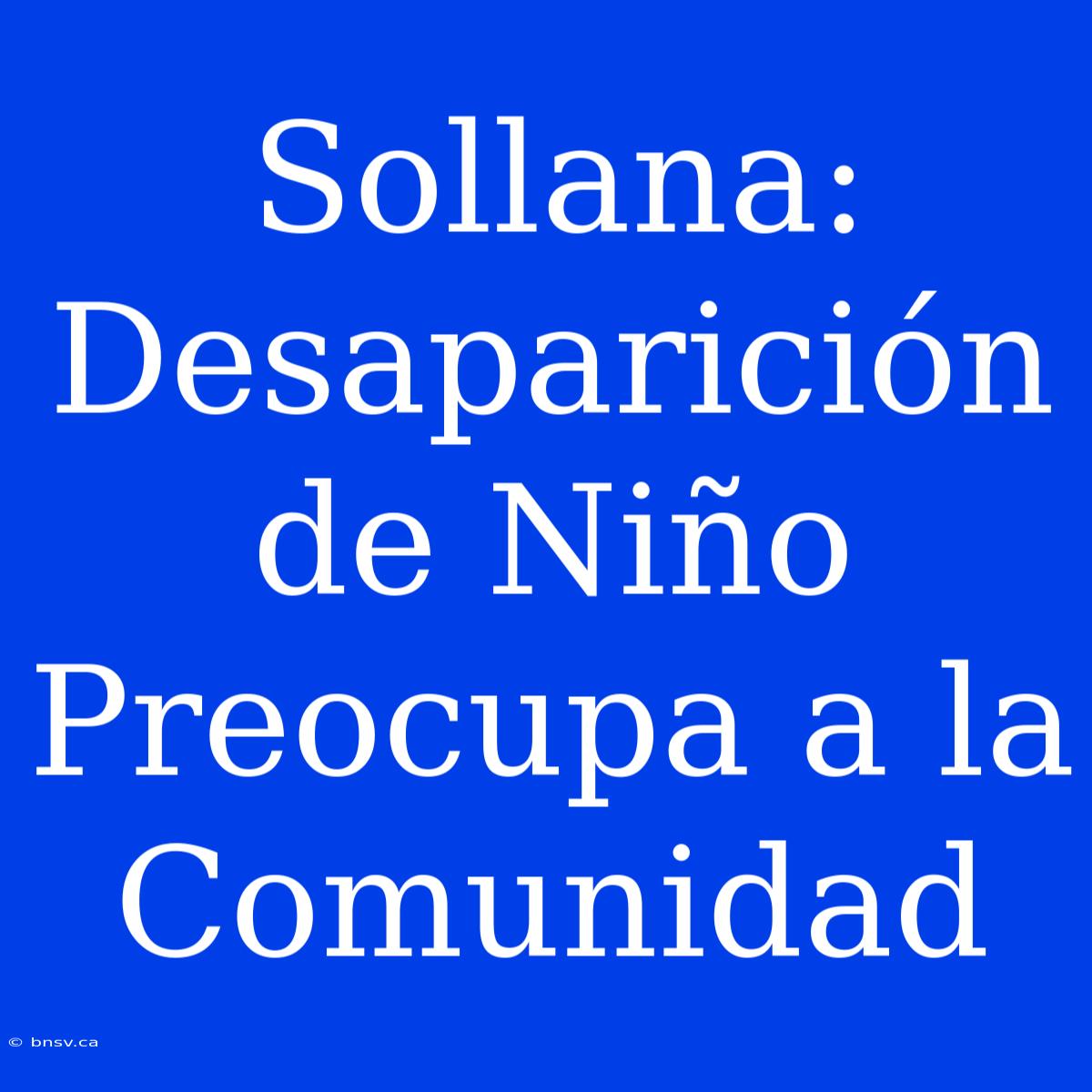 Sollana: Desaparición De Niño Preocupa A La Comunidad