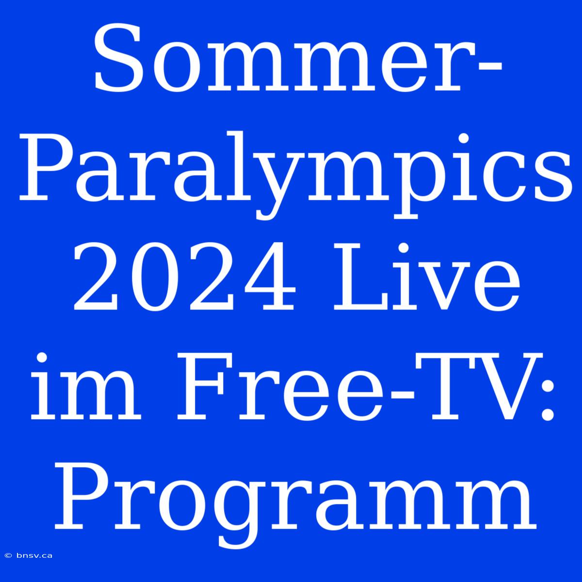 Sommer-Paralympics 2024 Live Im Free-TV: Programm