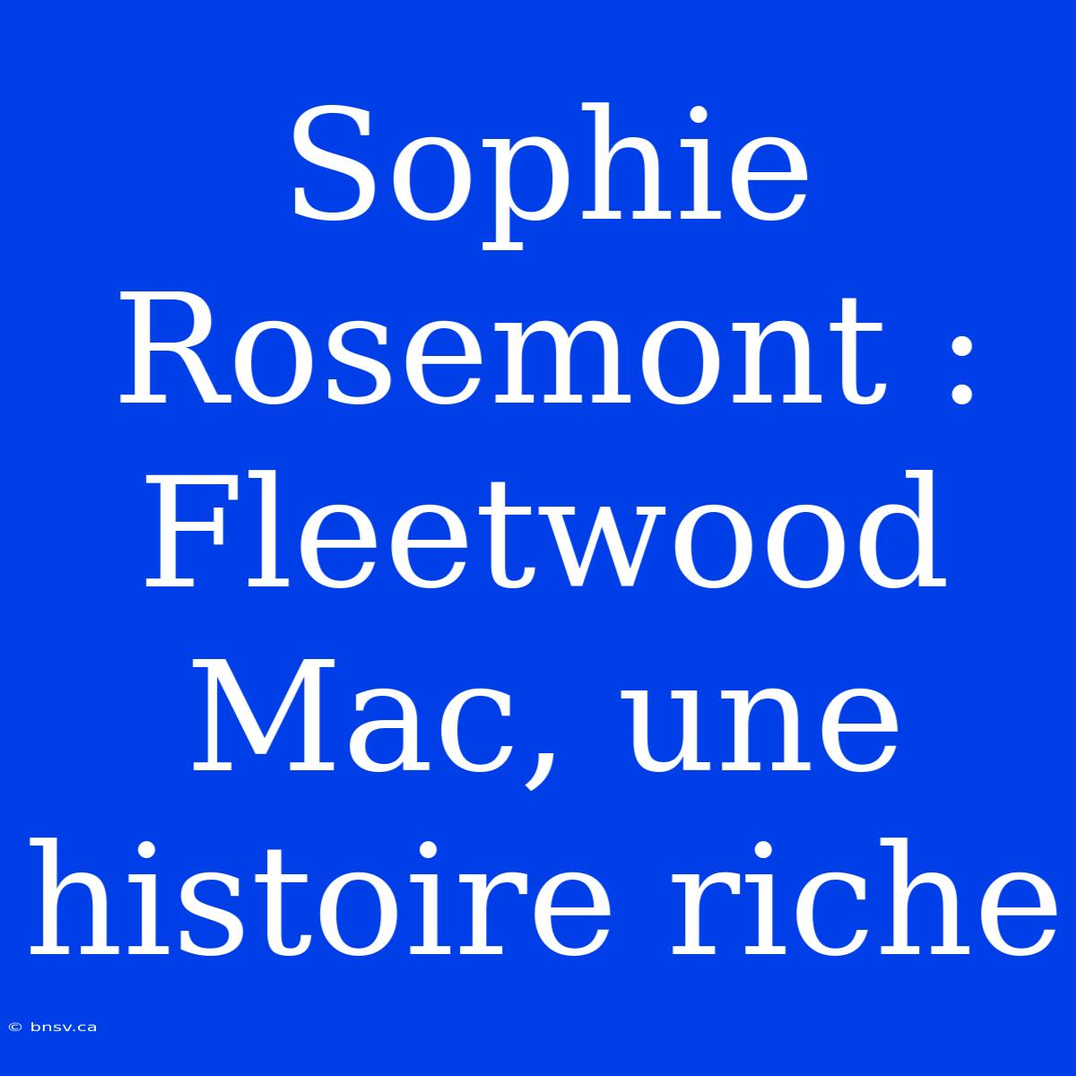 Sophie Rosemont : Fleetwood Mac, Une Histoire Riche