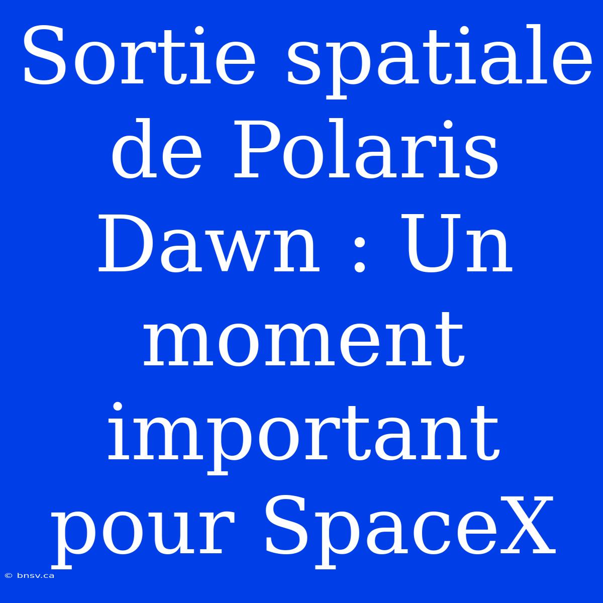 Sortie Spatiale De Polaris Dawn : Un Moment Important Pour SpaceX