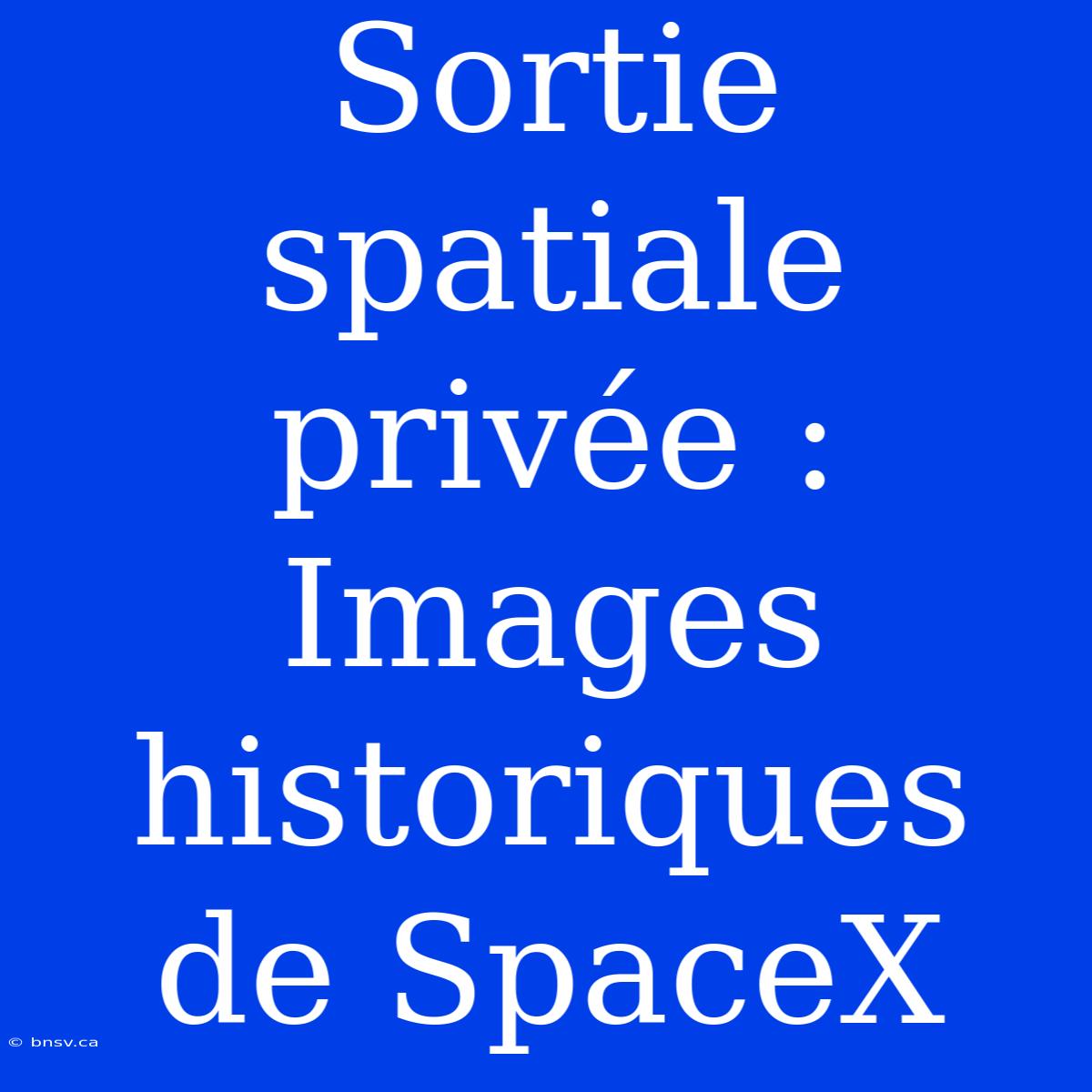 Sortie Spatiale Privée : Images Historiques De SpaceX