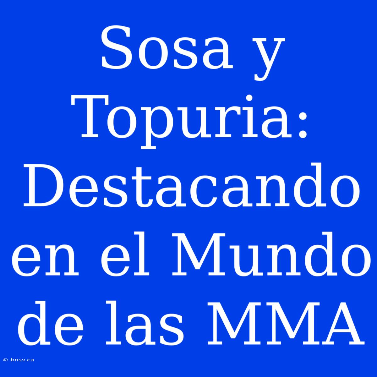 Sosa Y Topuria: Destacando En El Mundo De Las MMA