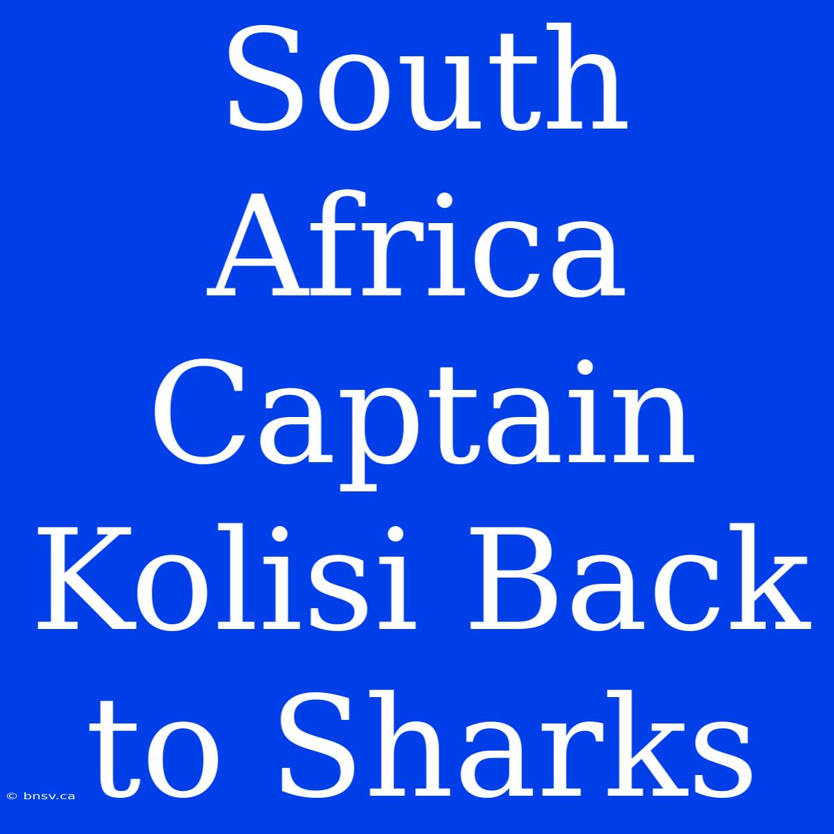 South Africa Captain Kolisi Back To Sharks