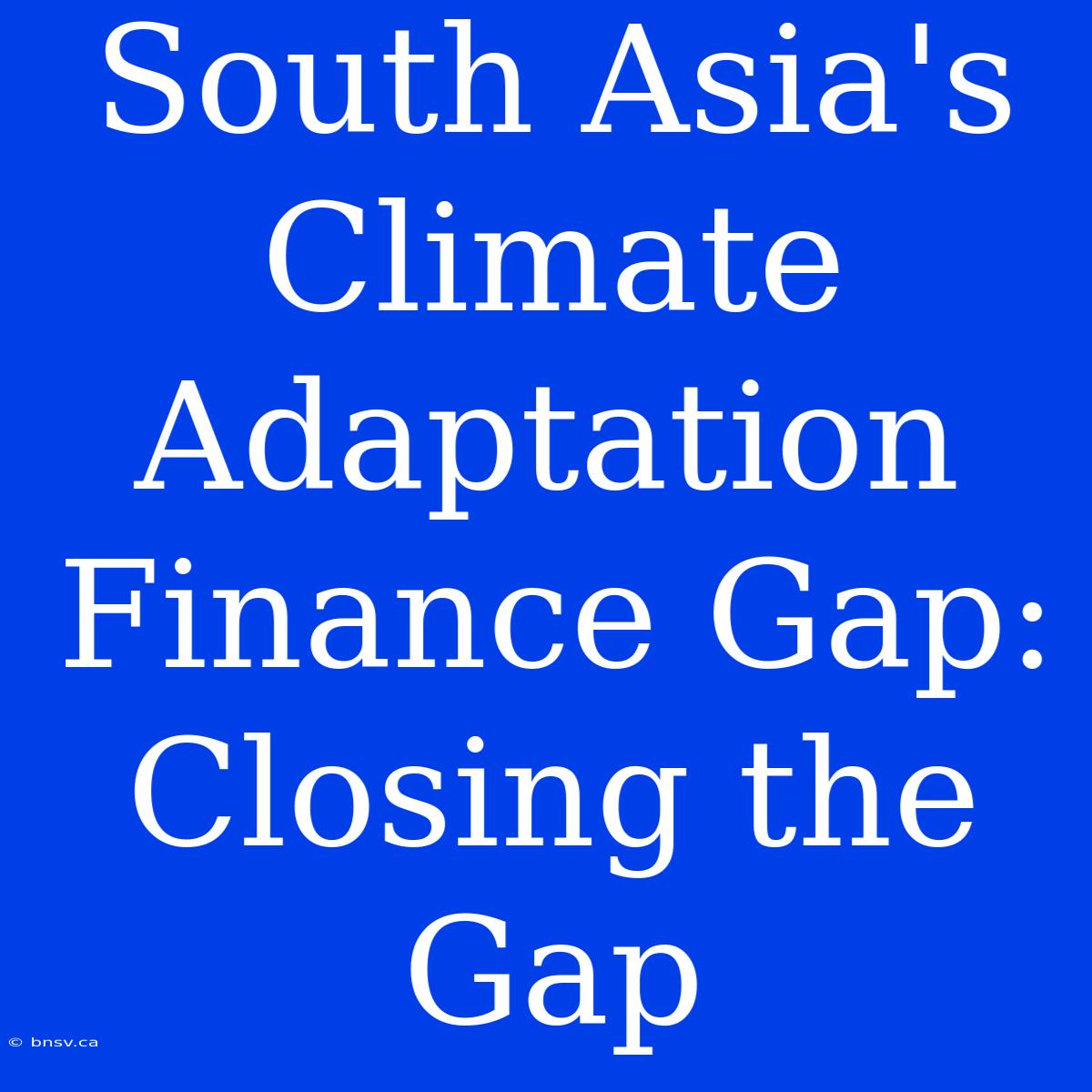 South Asia's Climate Adaptation Finance Gap: Closing The Gap