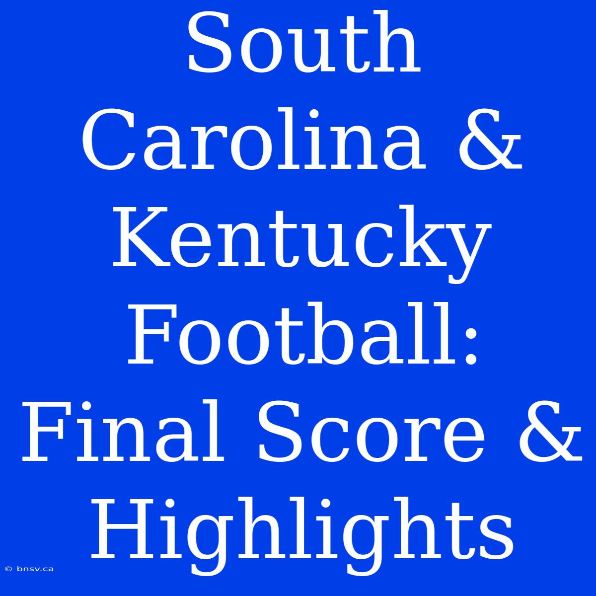 South Carolina & Kentucky Football: Final Score & Highlights