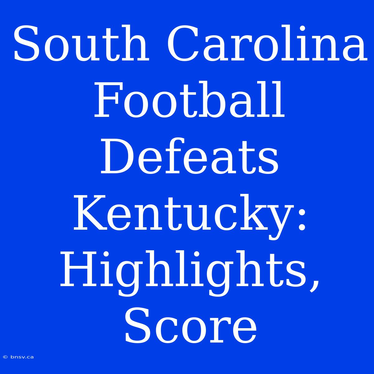 South Carolina Football Defeats Kentucky: Highlights, Score