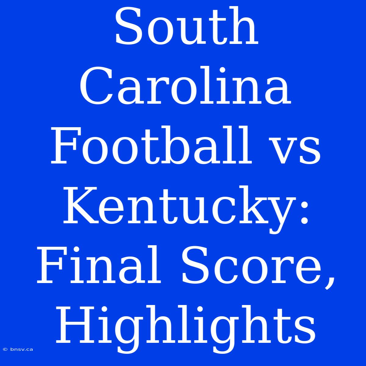 South Carolina Football Vs Kentucky: Final Score, Highlights