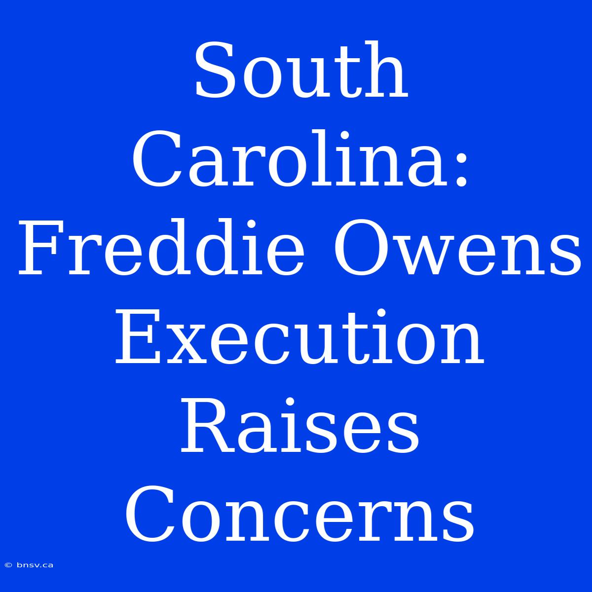 South Carolina: Freddie Owens Execution Raises Concerns