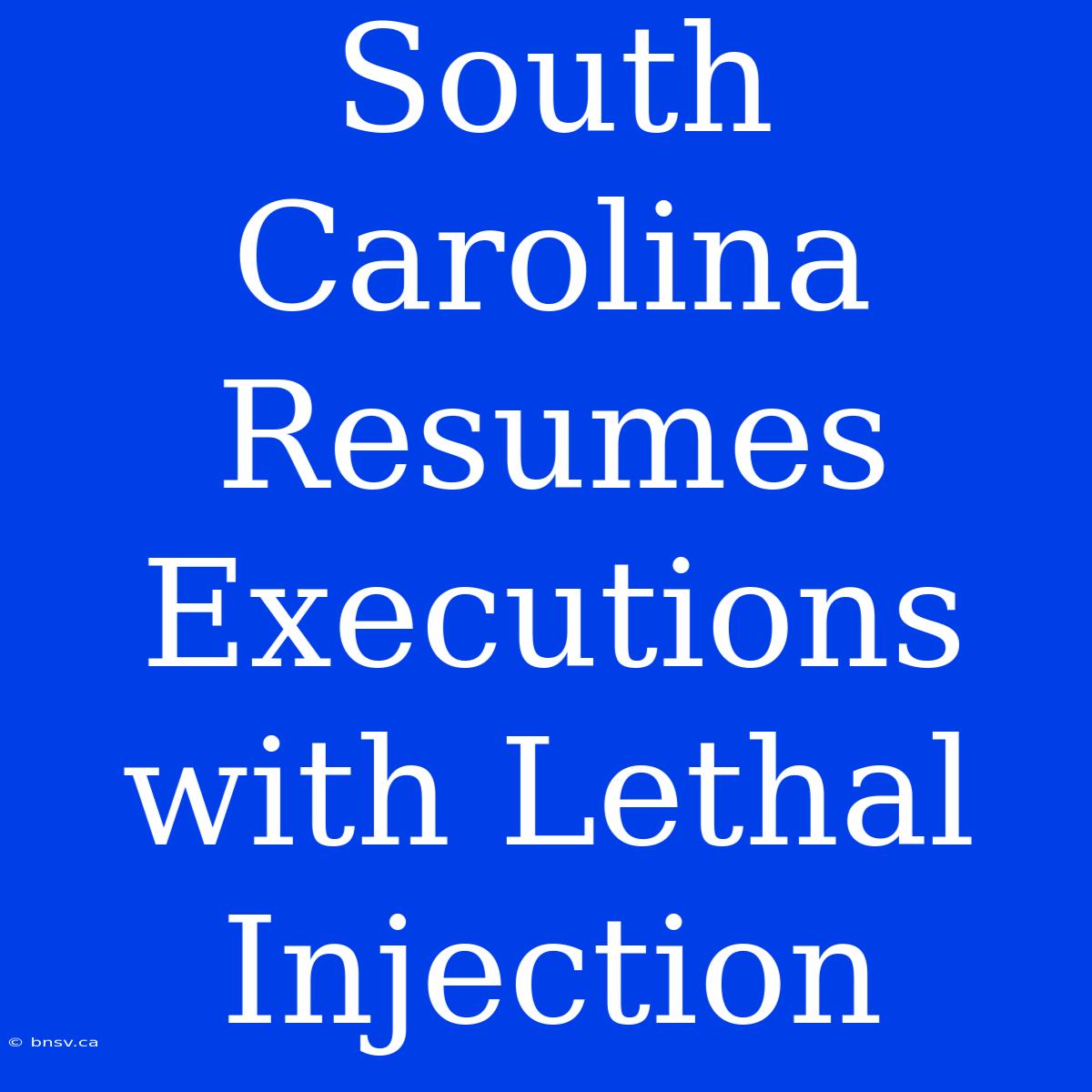 South Carolina Resumes Executions With Lethal Injection