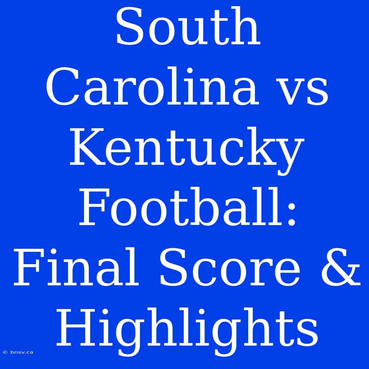 South Carolina Vs Kentucky Football: Final Score & Highlights