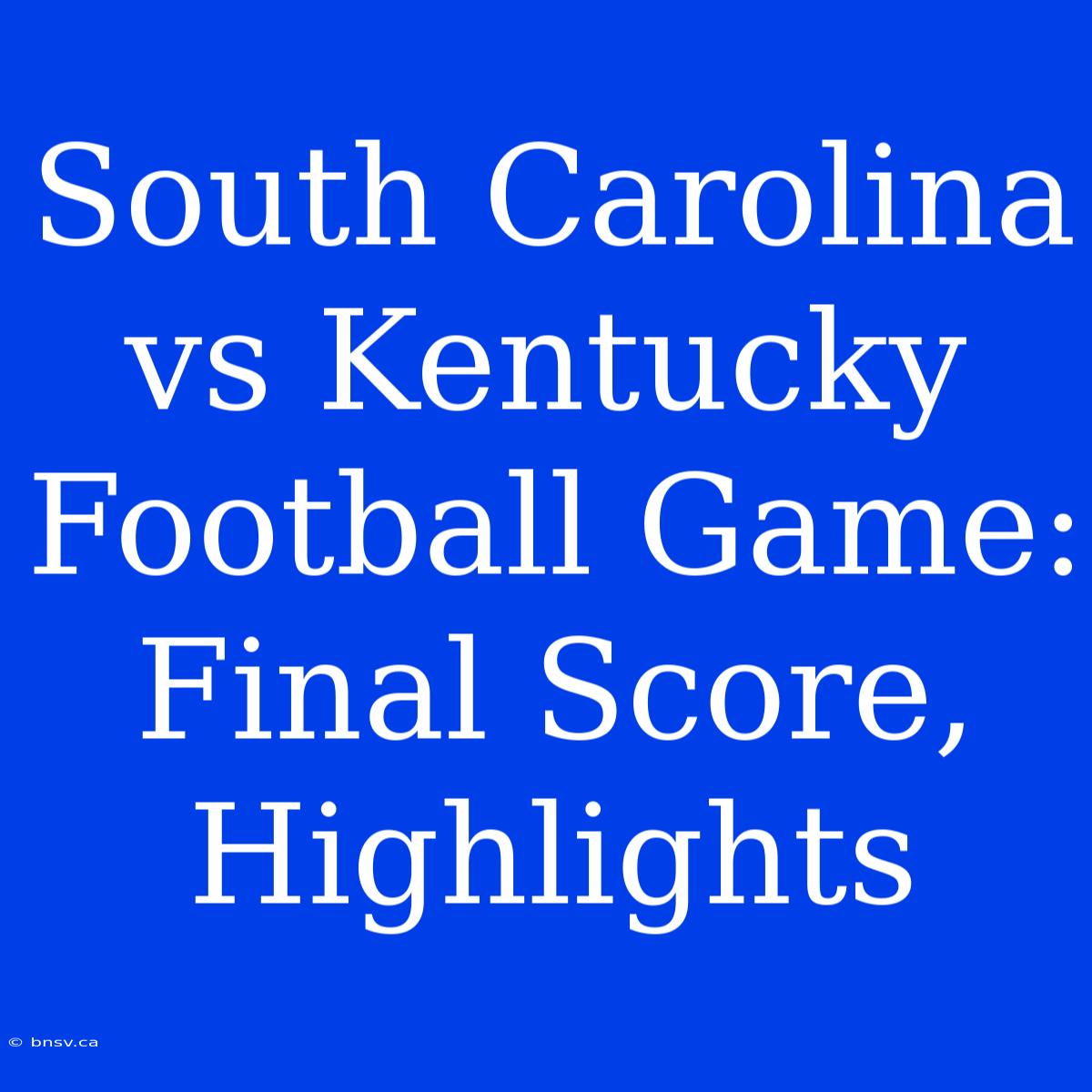 South Carolina Vs Kentucky Football Game: Final Score, Highlights