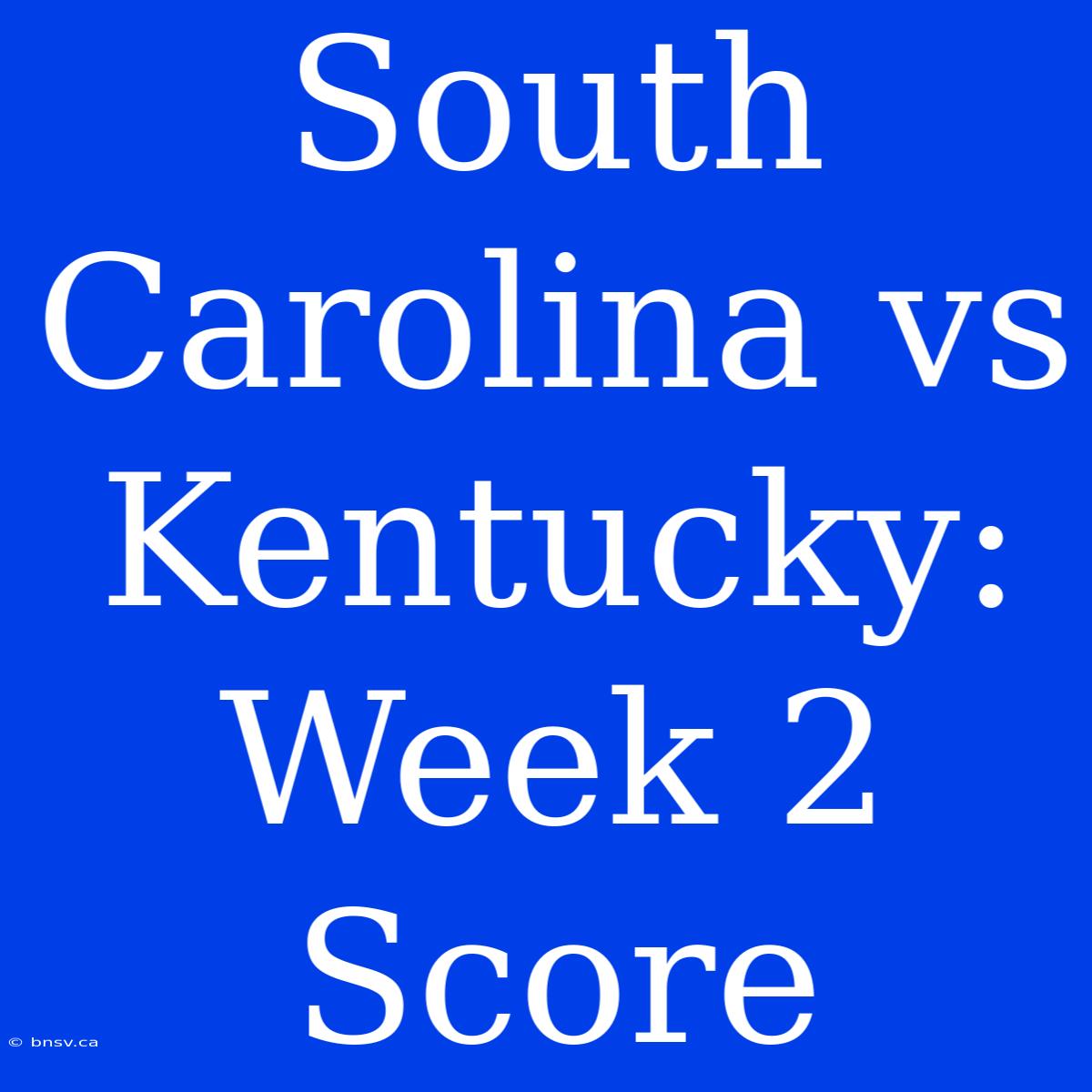 South Carolina Vs Kentucky: Week 2 Score