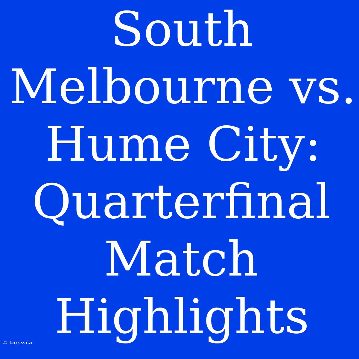 South Melbourne Vs. Hume City: Quarterfinal Match Highlights