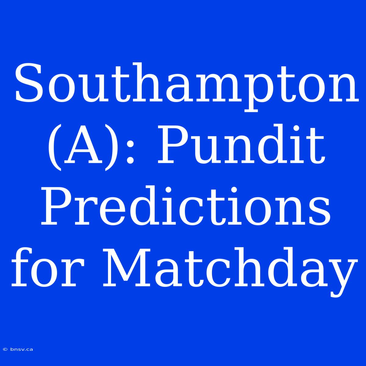 Southampton (A): Pundit Predictions For Matchday