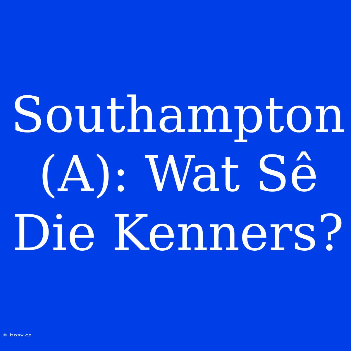 Southampton (A): Wat Sê Die Kenners?