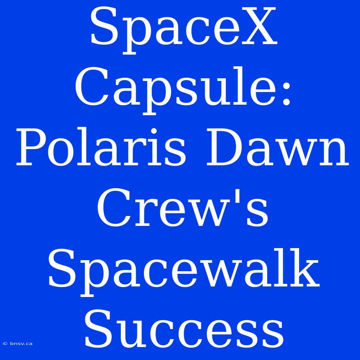 SpaceX Capsule: Polaris Dawn Crew's Spacewalk Success