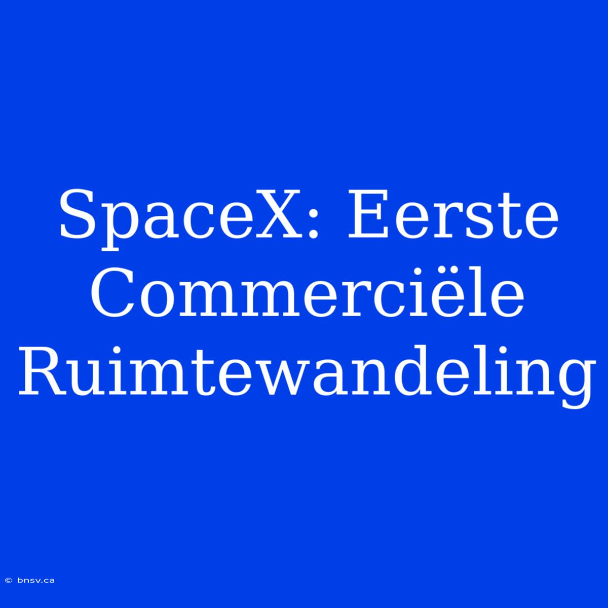 SpaceX: Eerste Commerciële Ruimtewandeling