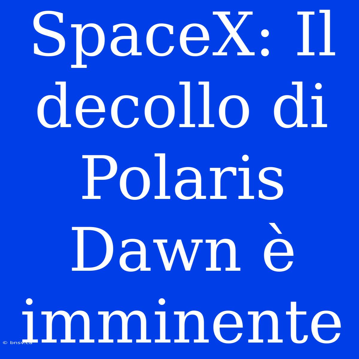 SpaceX: Il Decollo Di Polaris Dawn È Imminente