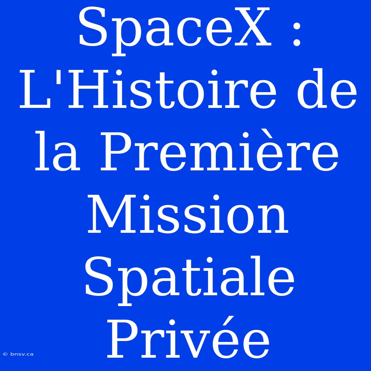 SpaceX : L'Histoire De La Première Mission Spatiale Privée