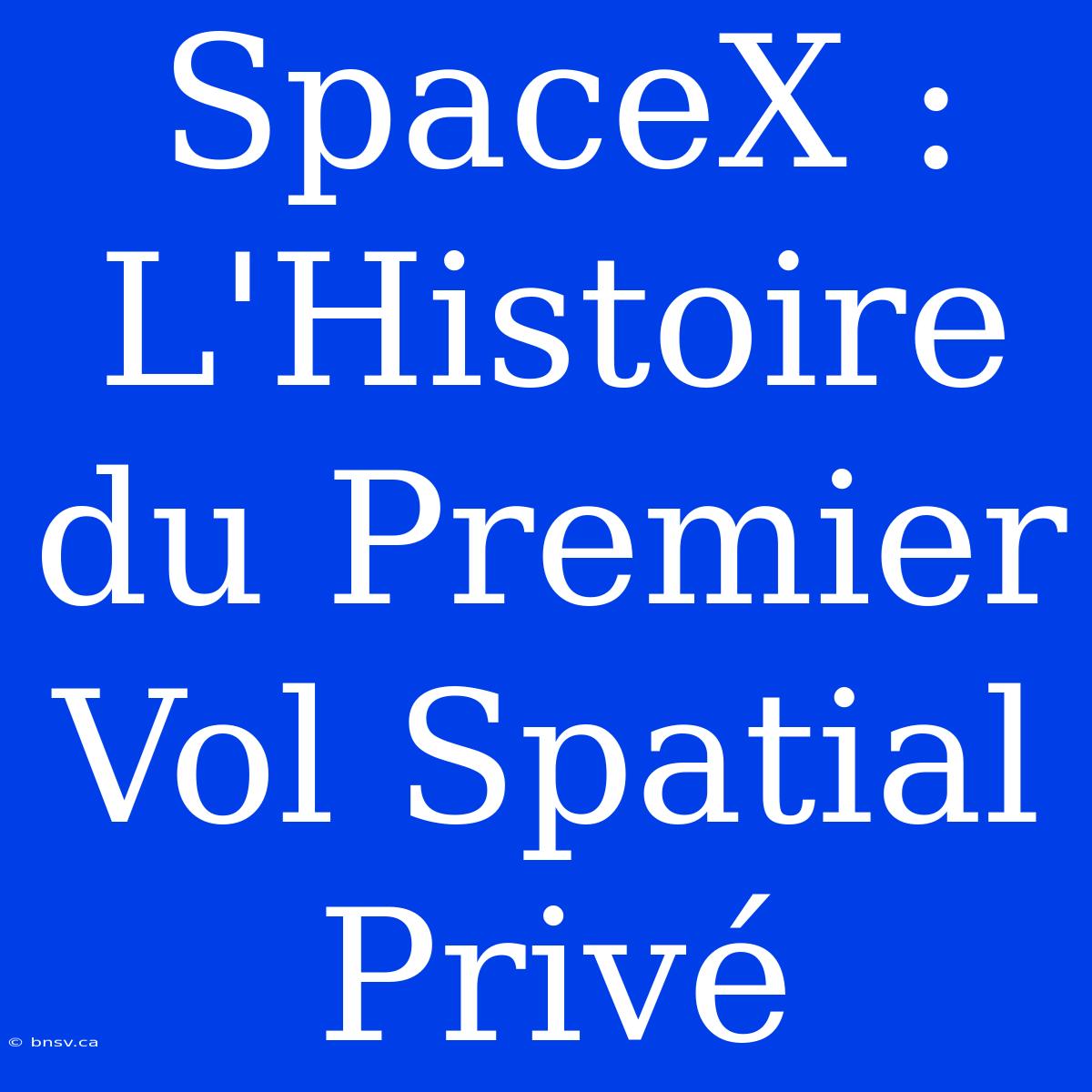 SpaceX : L'Histoire Du Premier Vol Spatial Privé