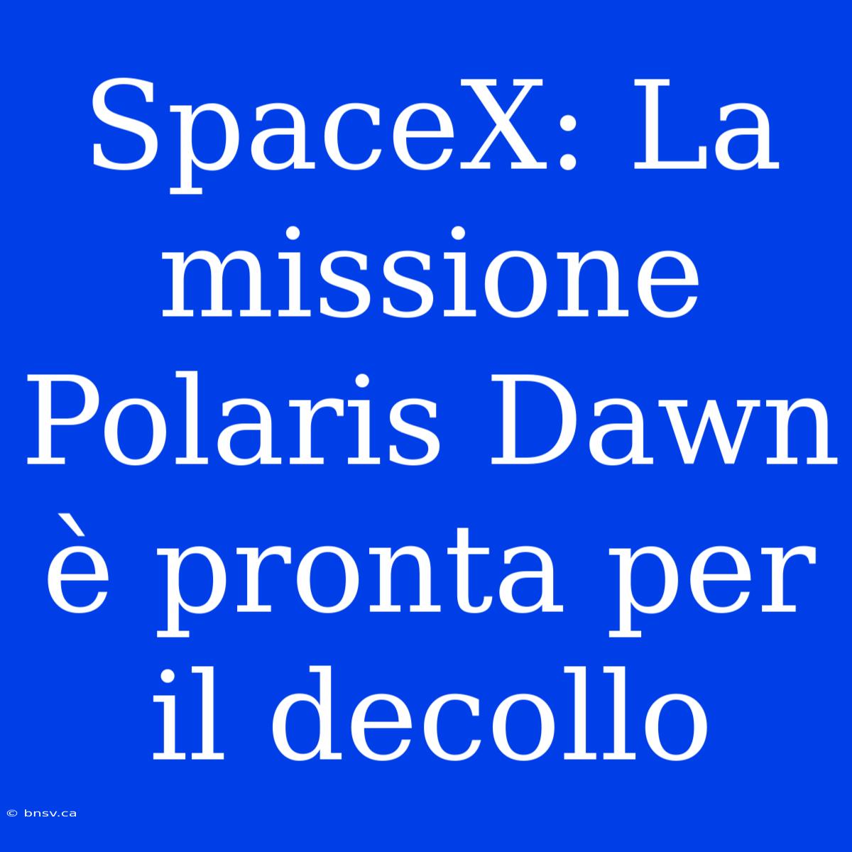 SpaceX: La Missione Polaris Dawn È Pronta Per Il Decollo