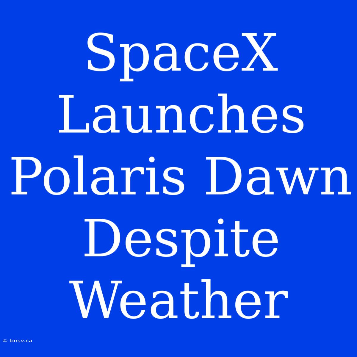 SpaceX Launches Polaris Dawn Despite Weather