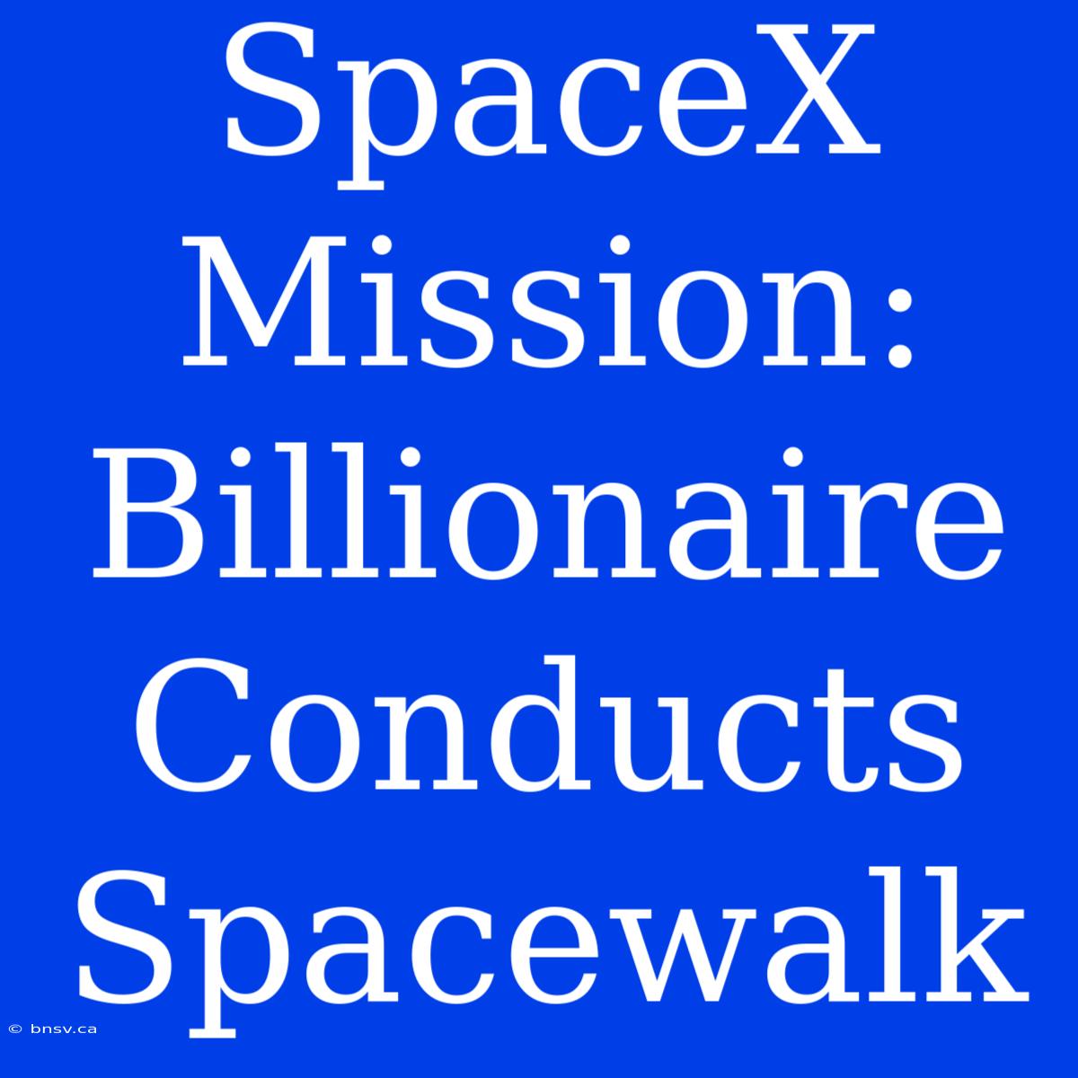 SpaceX Mission: Billionaire Conducts Spacewalk