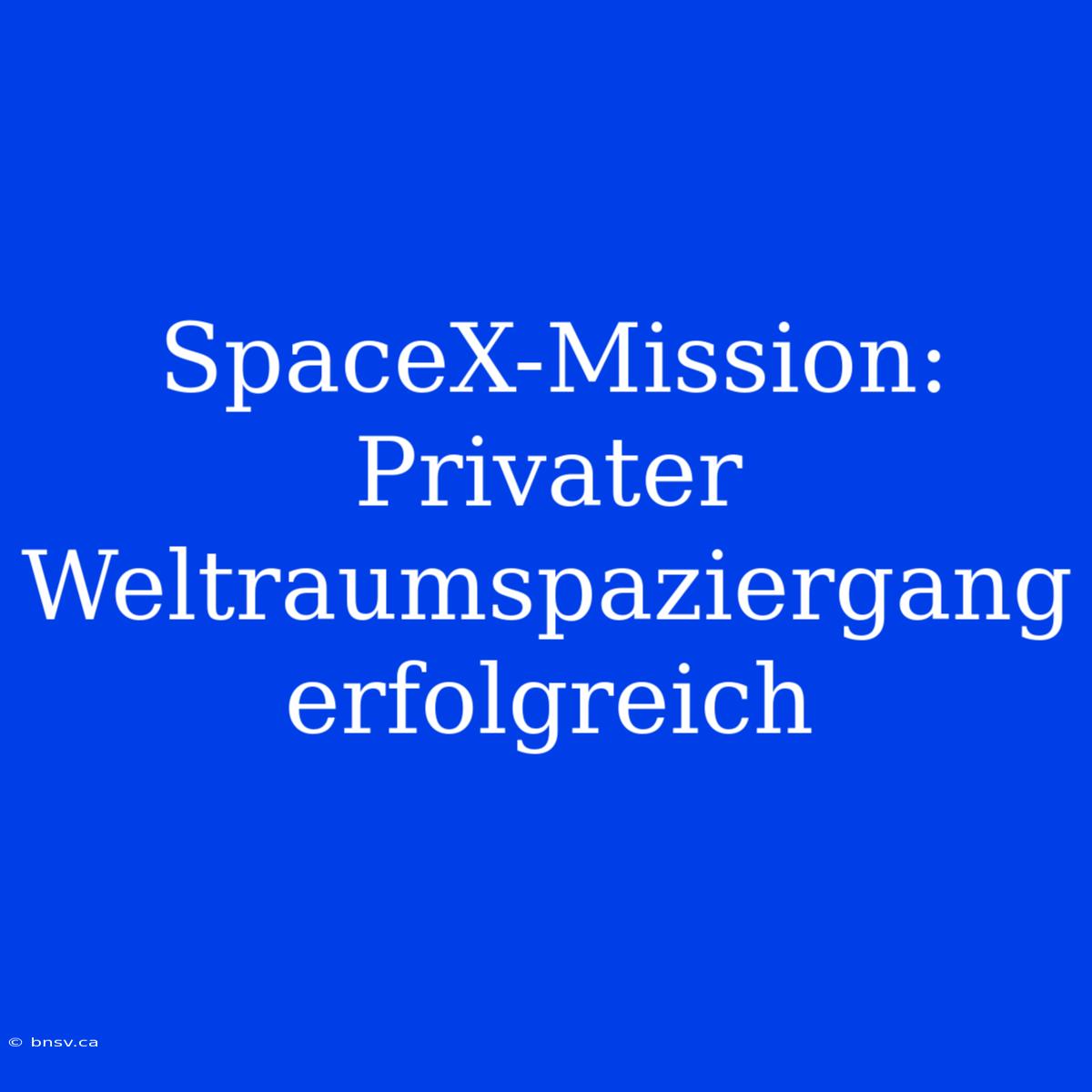 SpaceX-Mission: Privater Weltraumspaziergang Erfolgreich