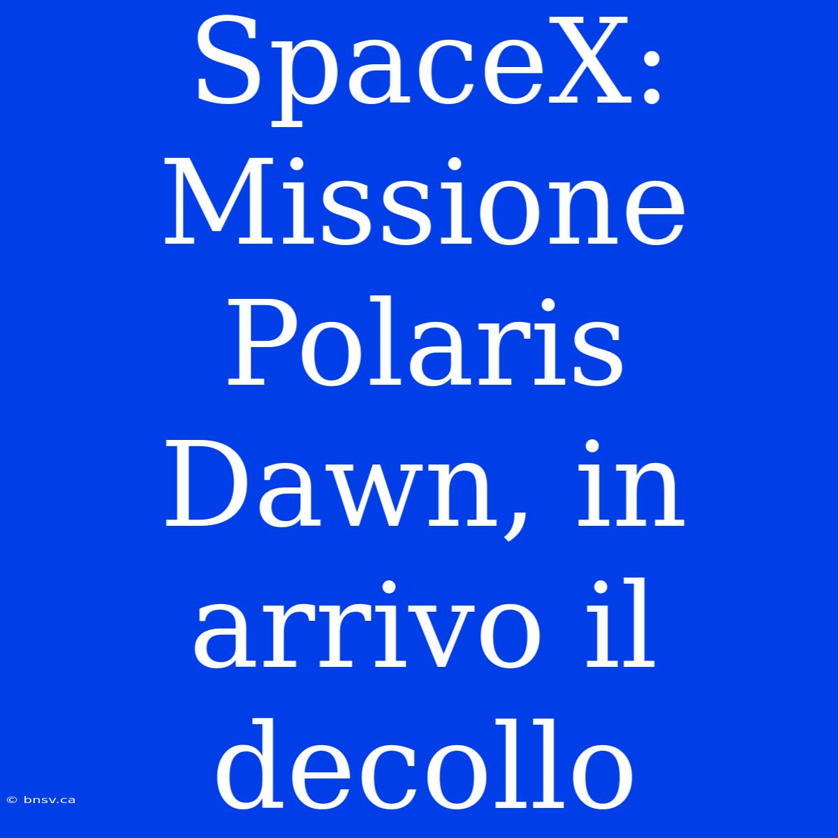 SpaceX: Missione Polaris Dawn, In Arrivo Il Decollo