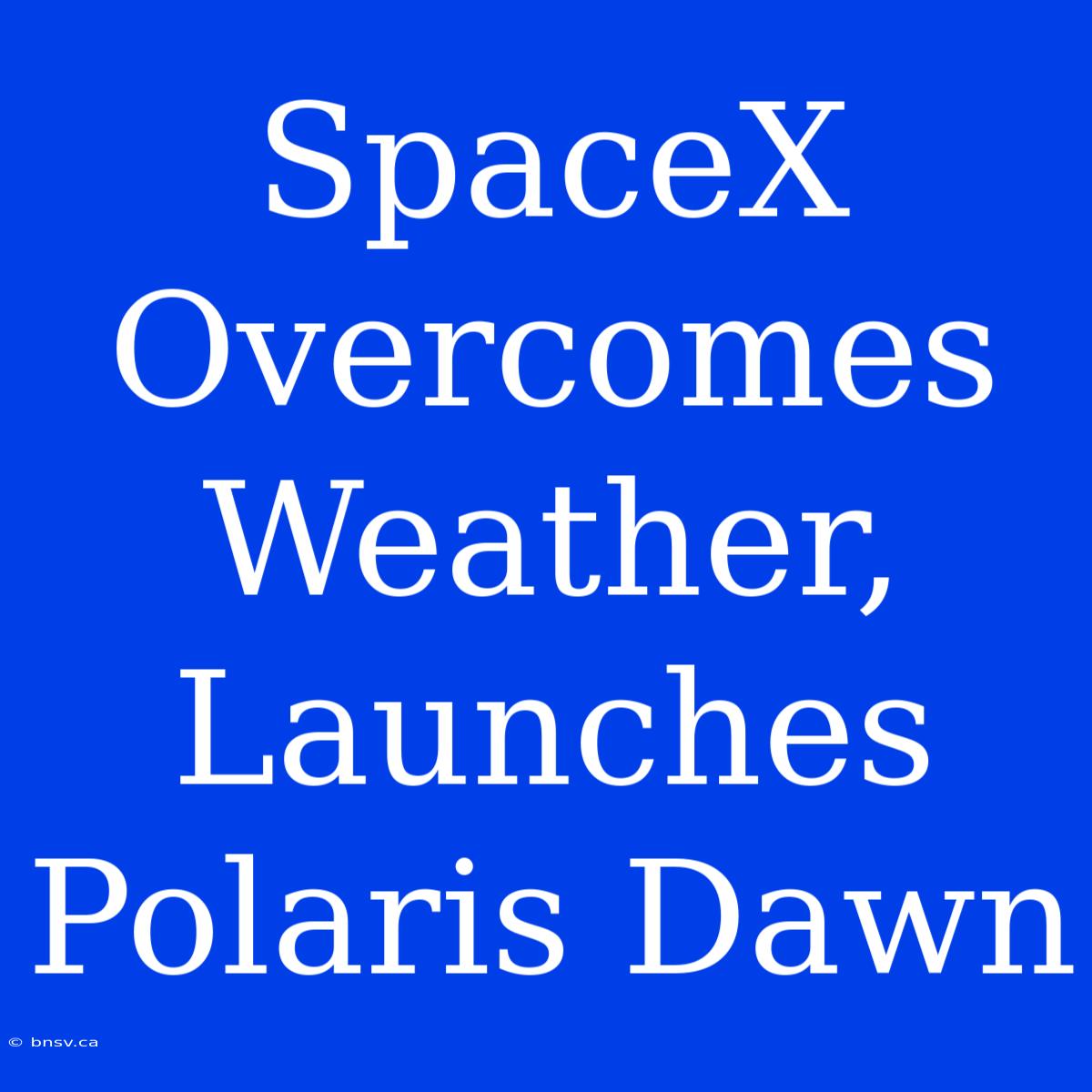 SpaceX Overcomes Weather, Launches Polaris Dawn