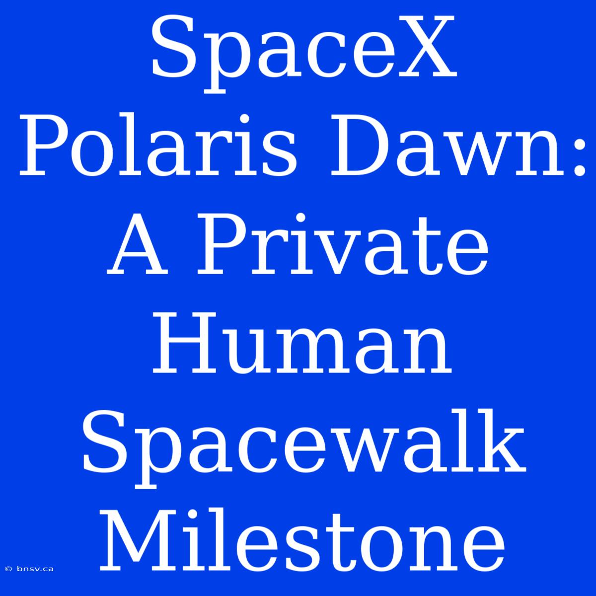 SpaceX Polaris Dawn: A Private Human Spacewalk Milestone